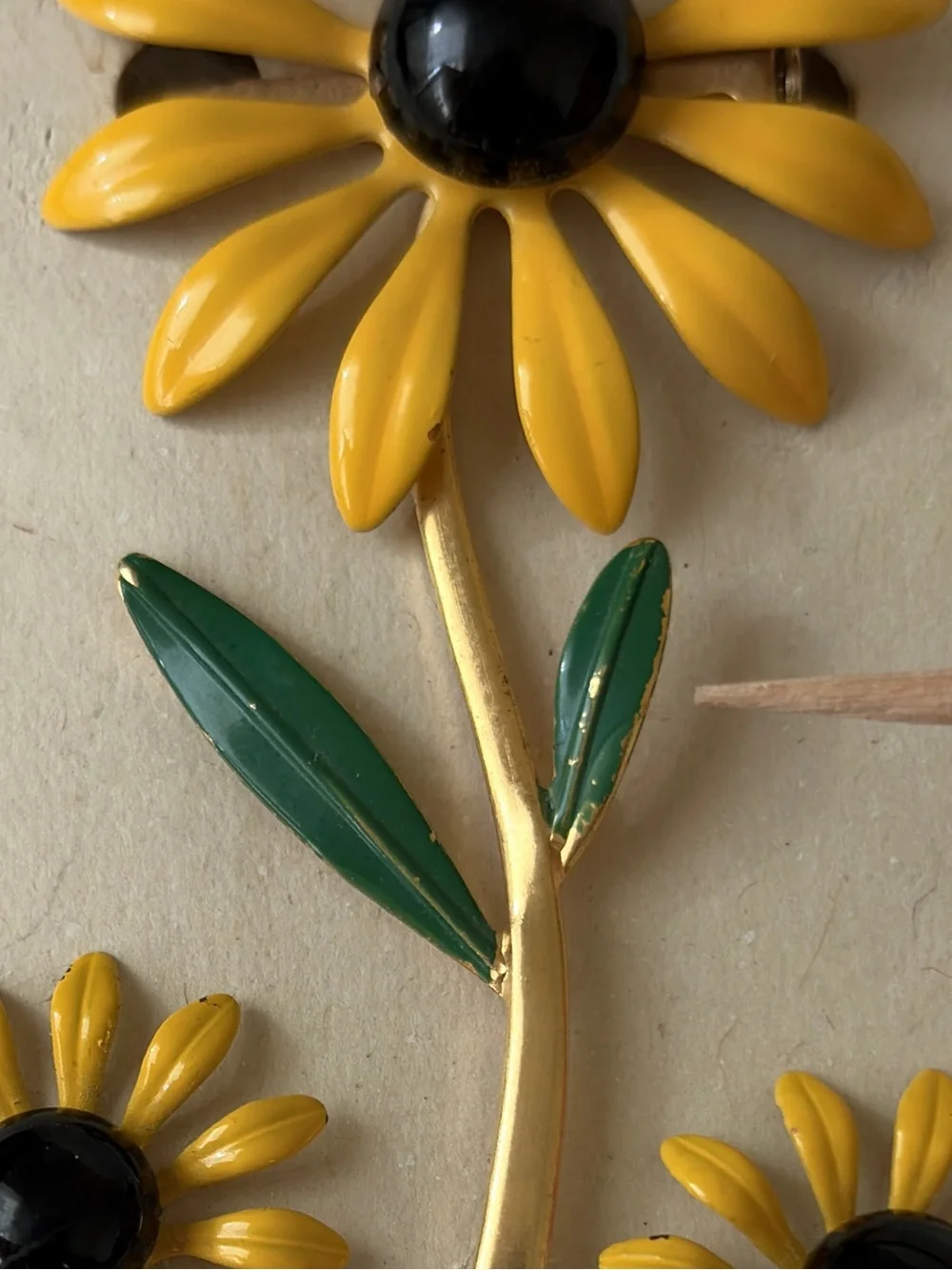 Vintage DuBarry Yellow Flower Brooch and Clip-on Earring Set